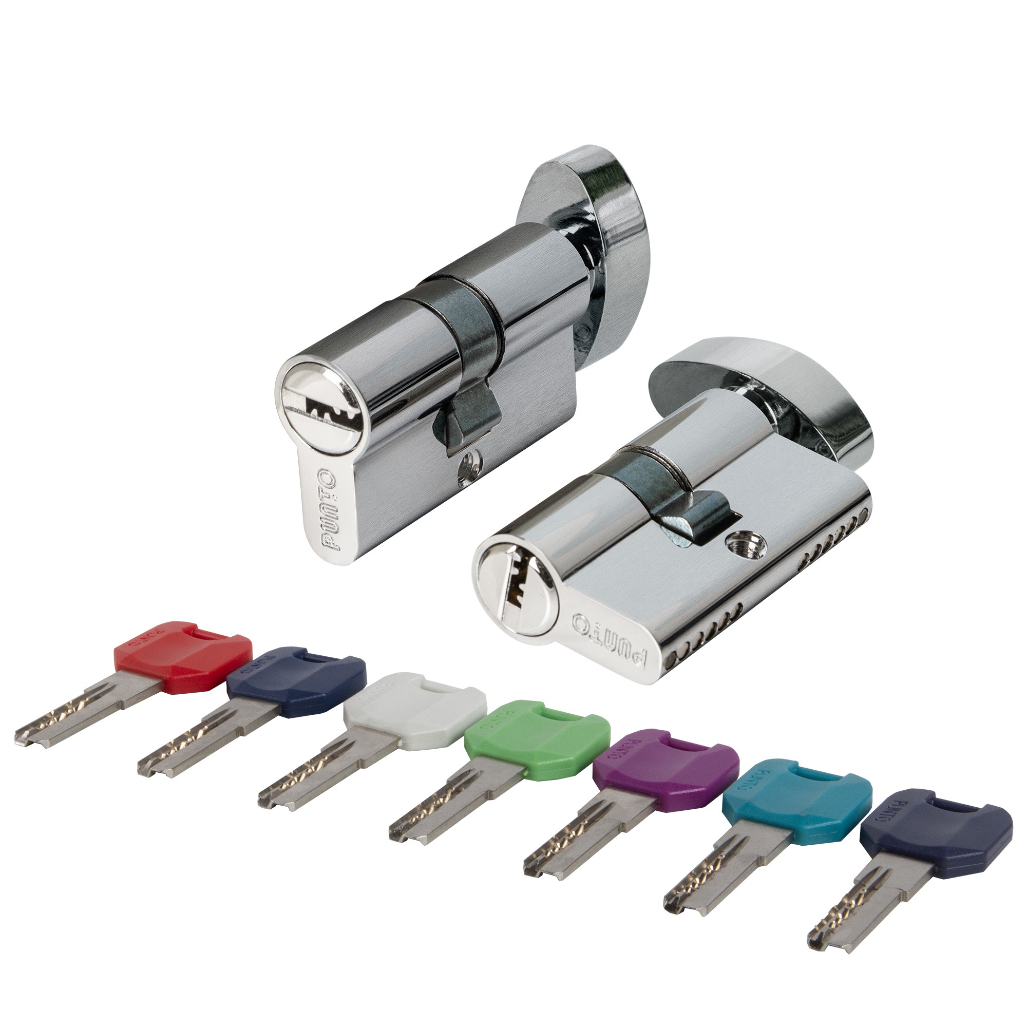Цилиндровый Punto (Пунто) механизм MaxPro7002Knob52mm(21+10+21) SSC сатин.хром 7key с вертушкой 