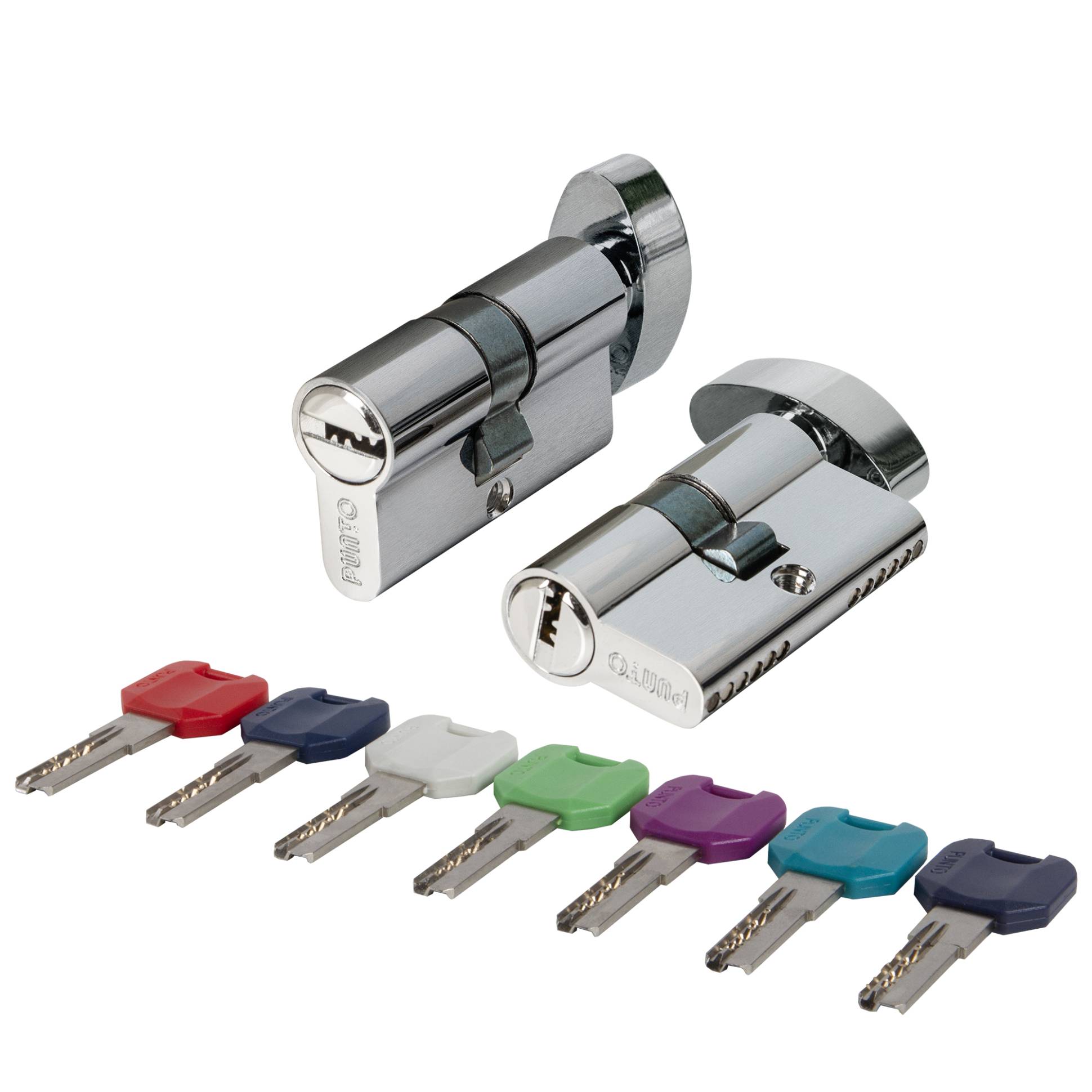 Цилиндровый Punto (Пунто) механизм MaxPro7002Knob52mm(21+10+21) SSC сатин.хром 7key с вертушкой 
