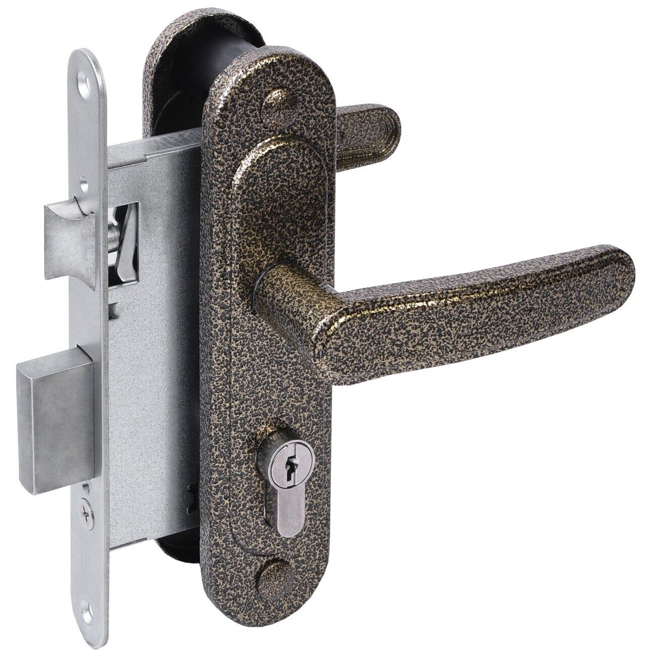 Замок Absolyute (Абсолют) врезной цилиндровый с защёлкой в комплекте с ручкой ЗВ4-3/03 (бронза антик), 4 кл. Замок Absolyute (Абсолют) врезной цилиндровый с защёлкой в комплекте с ручкой ЗВ4-3/03 (бронза антик), 4 кл.