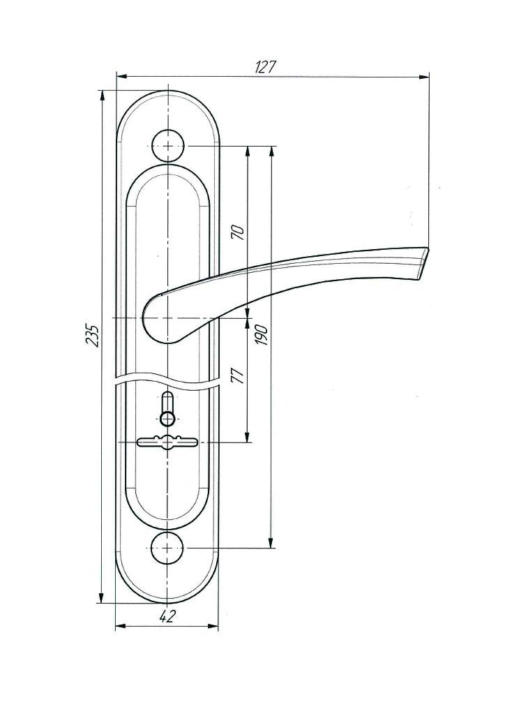 Ручка дверная Zenit (Зенит) на планке РФ2-77.01 (для замков 10.11,30.11), медь 