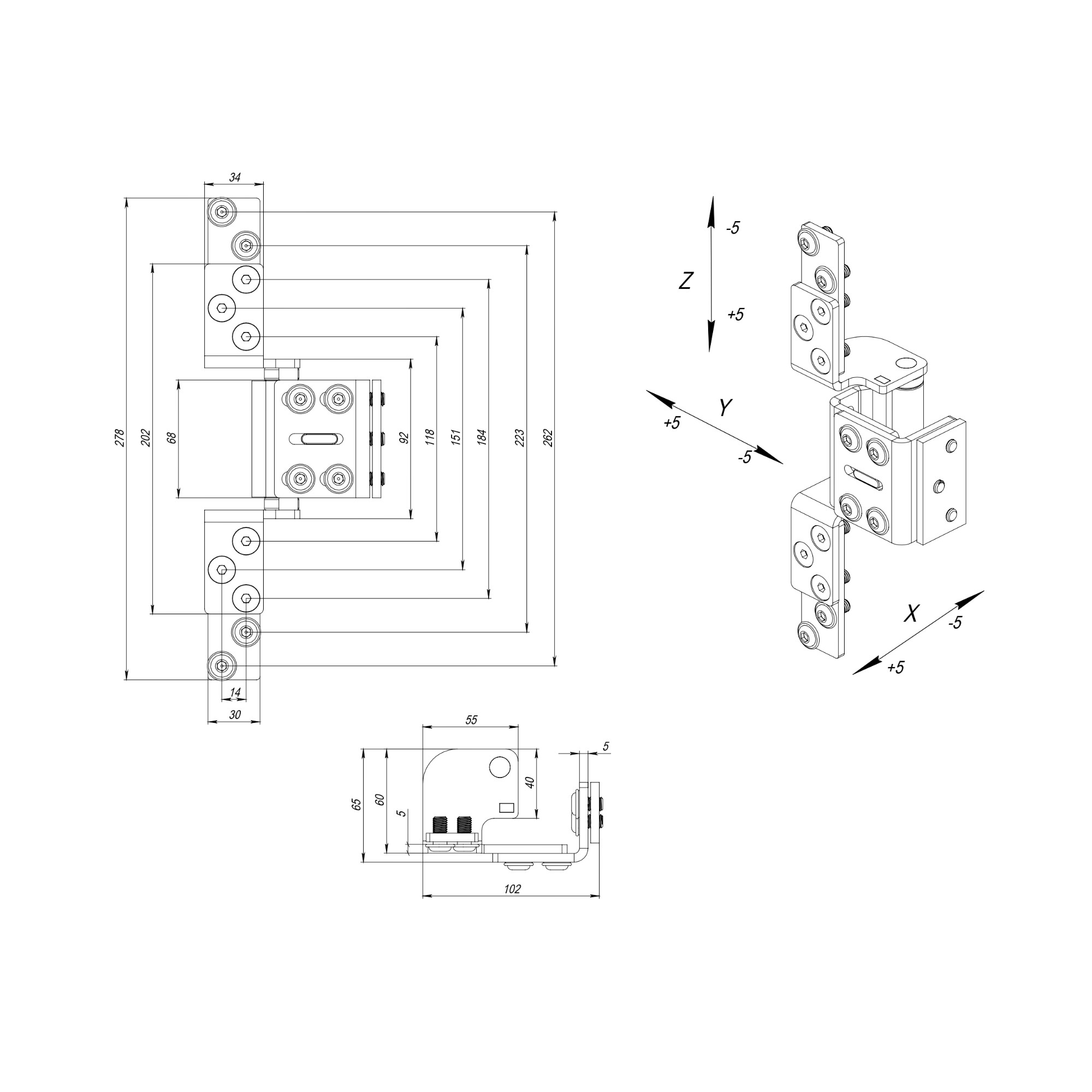 Петля Fuaro (Фуаро) скрытой установки HH-120-120 (HQ) BL (черный) до 120 кг (на 2 петли) 