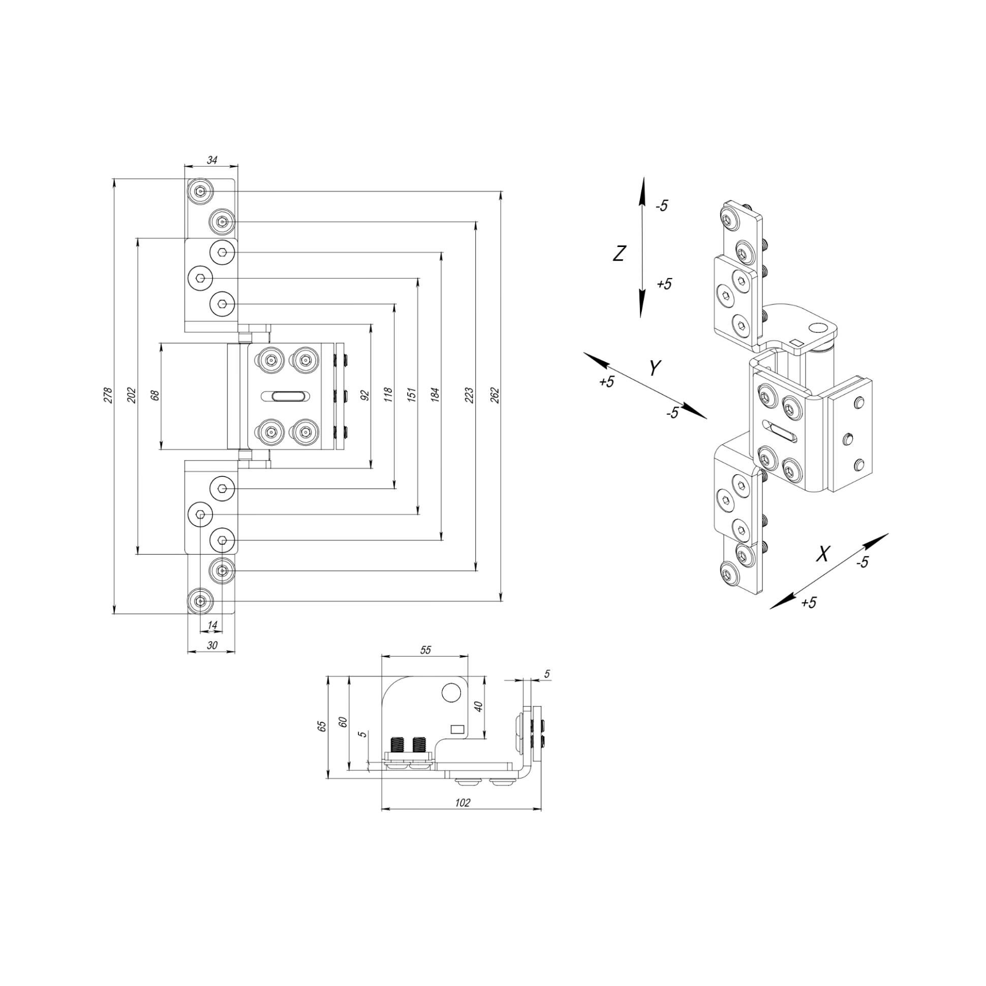 Петля Fuaro (Фуаро) скрытой установки HH-120-120 (HQ) BL (черный) до 120 кг (на 2 петли) 