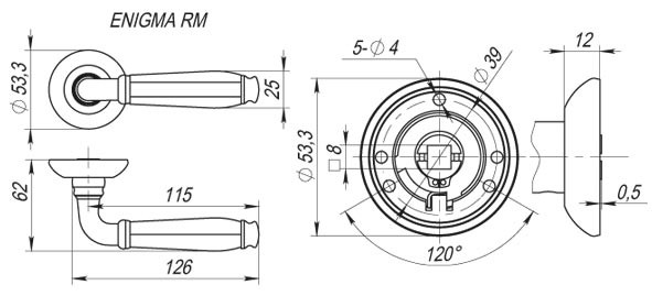 Ручка Fuaro (Фуаро) раздельная R.RM54.ENIGMA (ENIGMA RM) AB/GP-7 бронза/золото 