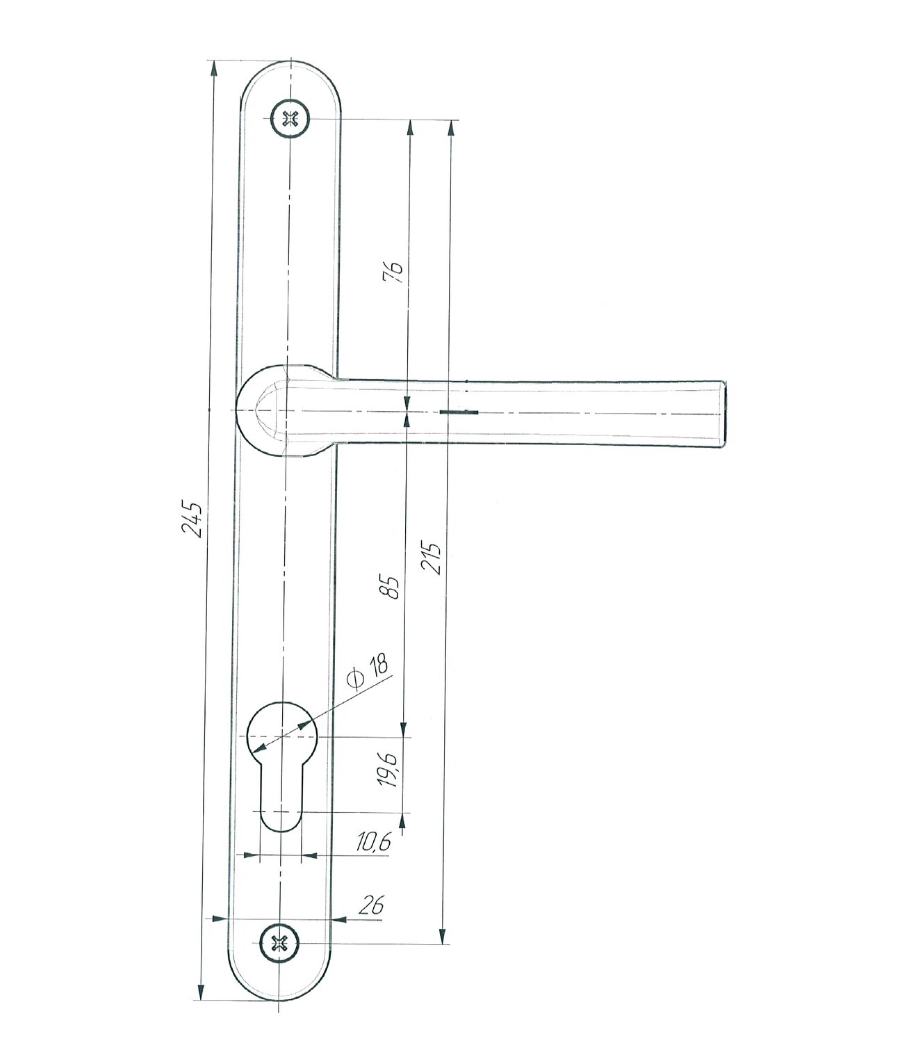 Ручка дверная Zenit (Зенит) на планке РФ1-85.25 (85 мм) черный матовый 