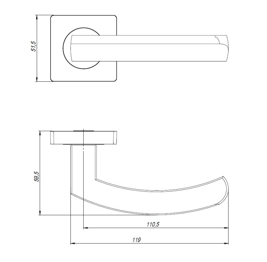 Ручка Ajax (Аякс) раздельная K.JK51.SIGMA (SIGMA JK) BL-24 черный 