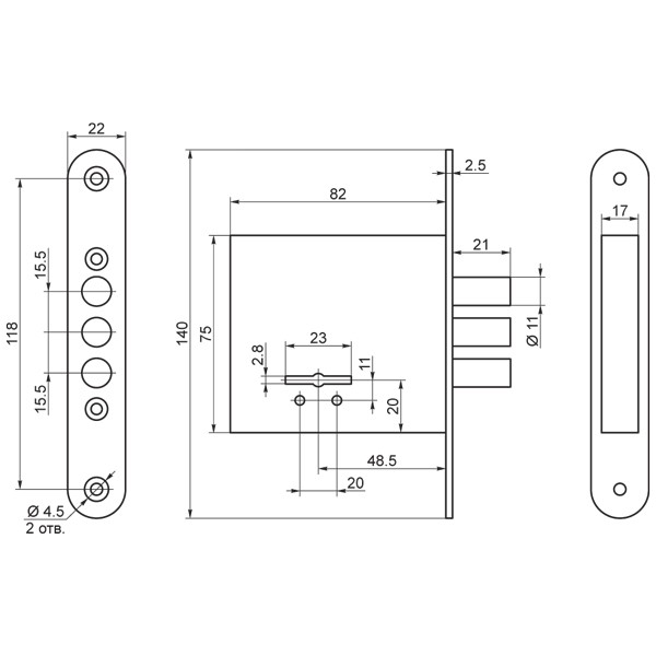 Замок Sam (Сам) врезной сувальдный ЗВ8-4С/13, 3 кл. /76600/ Замок Sam (Сам) врезной сувальдный ЗВ8-4С/13, 3 кл. /76600/
