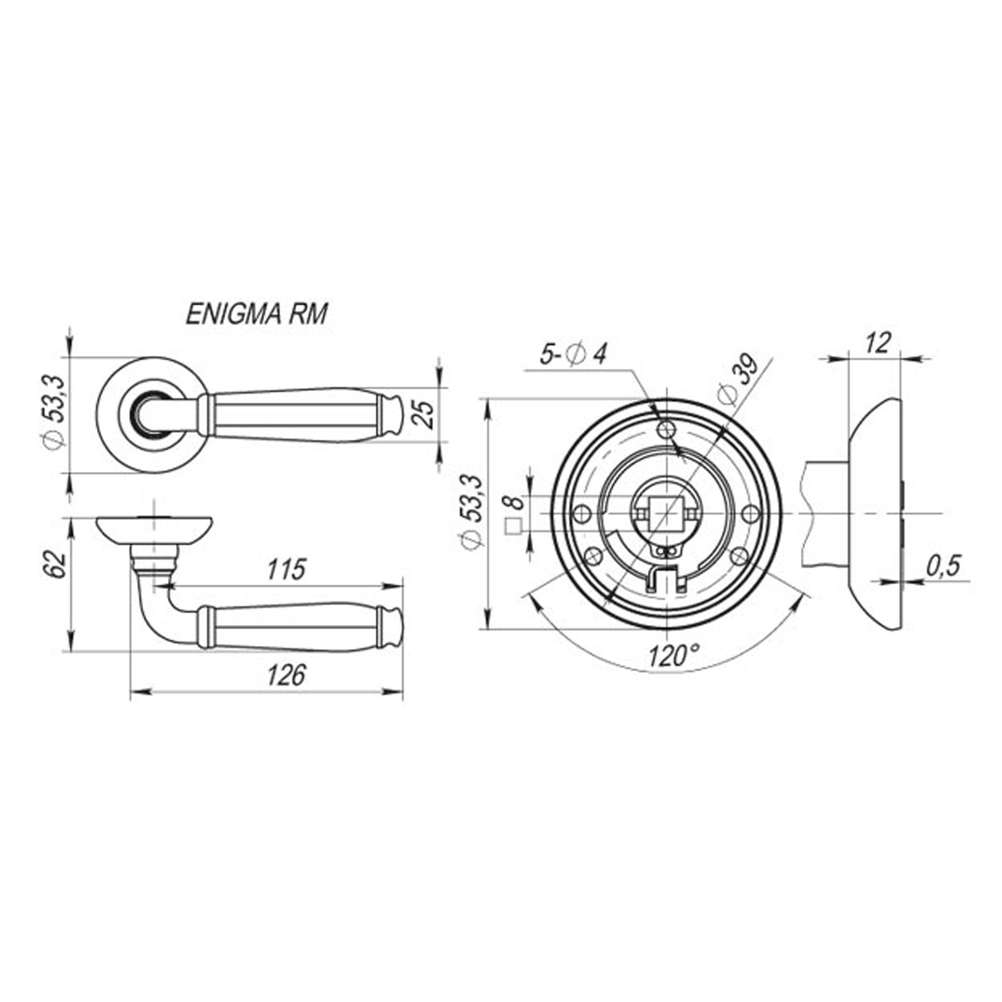 Ручка Fuaro (Фуаро) раздельная R.RM54.ENIGMA (ENIGMA RM) SN/CP-3 матовый никель/хром 