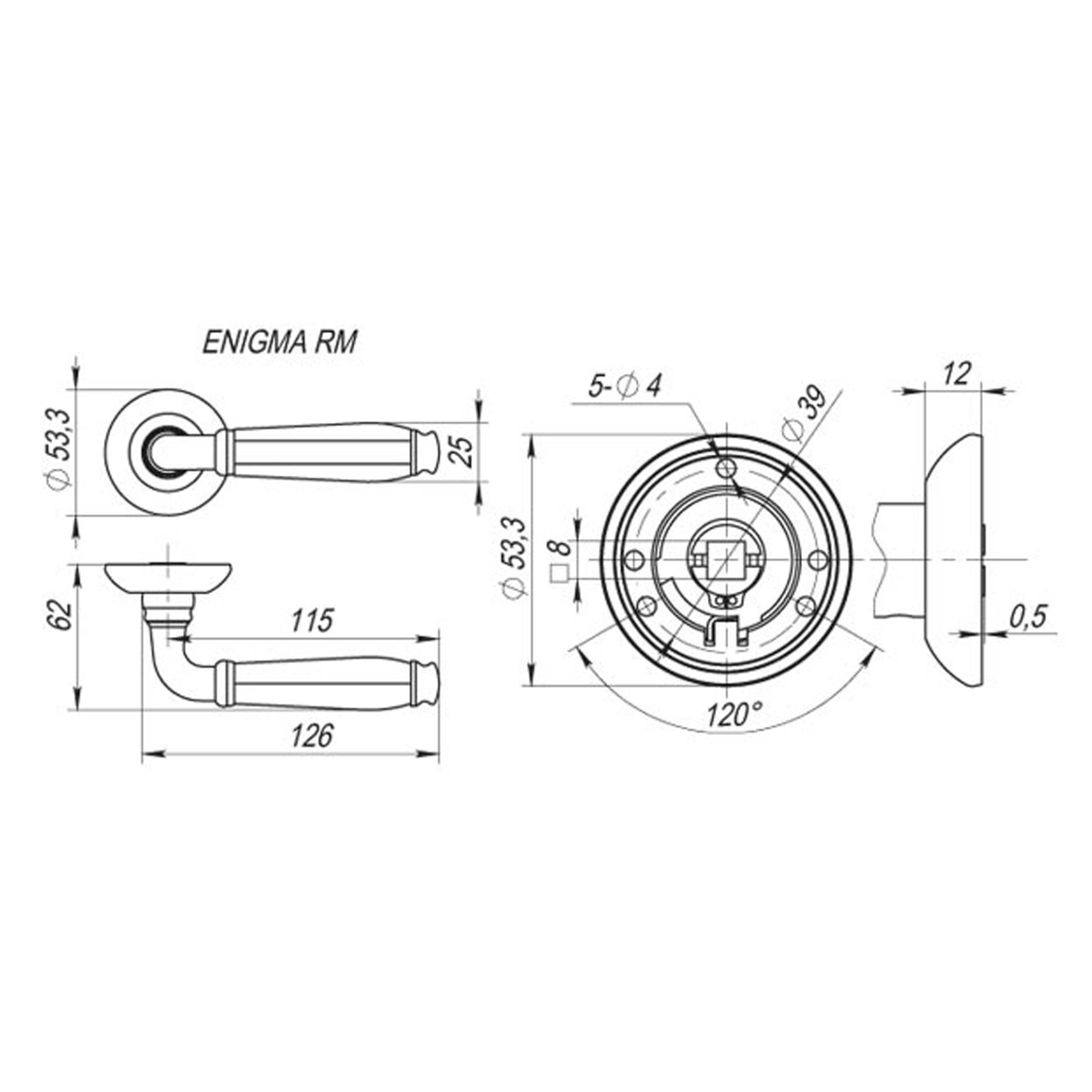 Ручка Fuaro (Фуаро) раздельная R.RM54.ENIGMA (ENIGMA RM) SN/CP-3 матовый никель/хром 