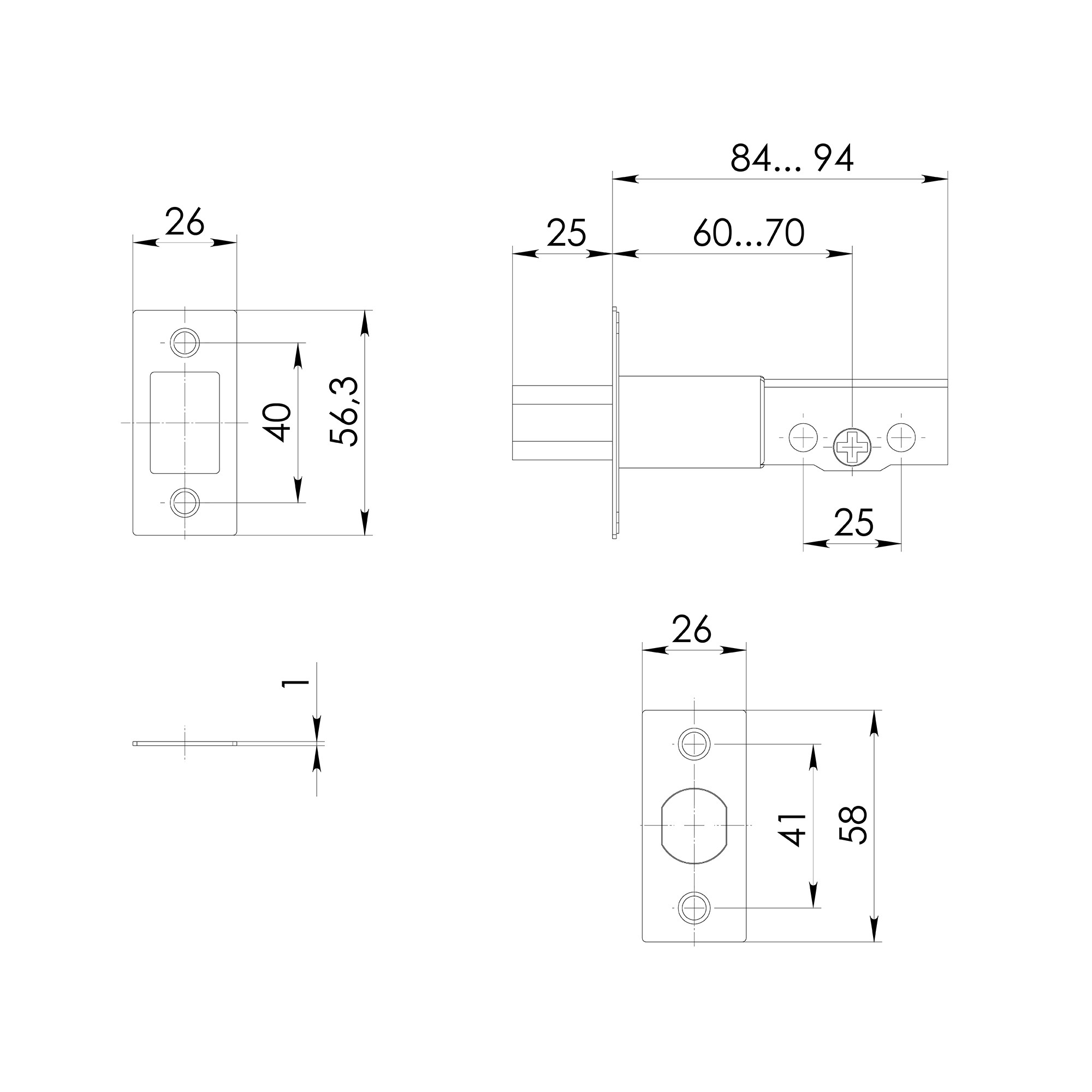 Замок Ajax (Аякс) врезной DK.001 ET BL черный 