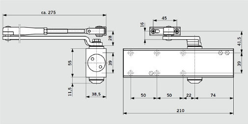 Доводчик Dorma (Дорма) дверной TS-Profil EN2/3/4+Size5 BCA, с рычажной тягой, белый (DIY) 