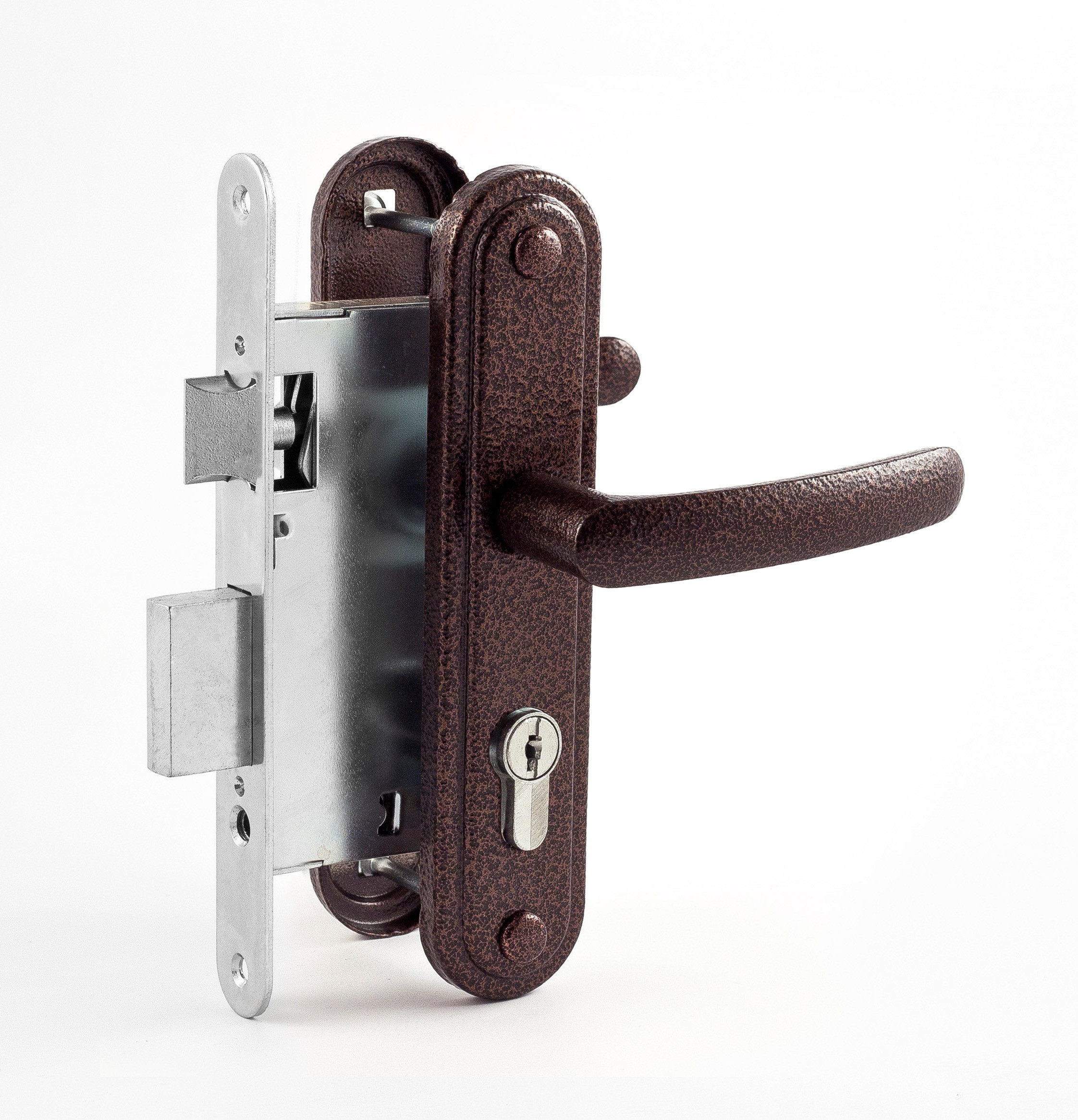 Замок Omega (Омега) врезной цилиндровый с защёлкой в комплекте с ручкой ЗВ7.02 (медь), 4 кл. Замок Omega (Омега) врезной цилиндровый с защёлкой в комплекте с ручкой ЗВ7.02 (медь), 4 кл.