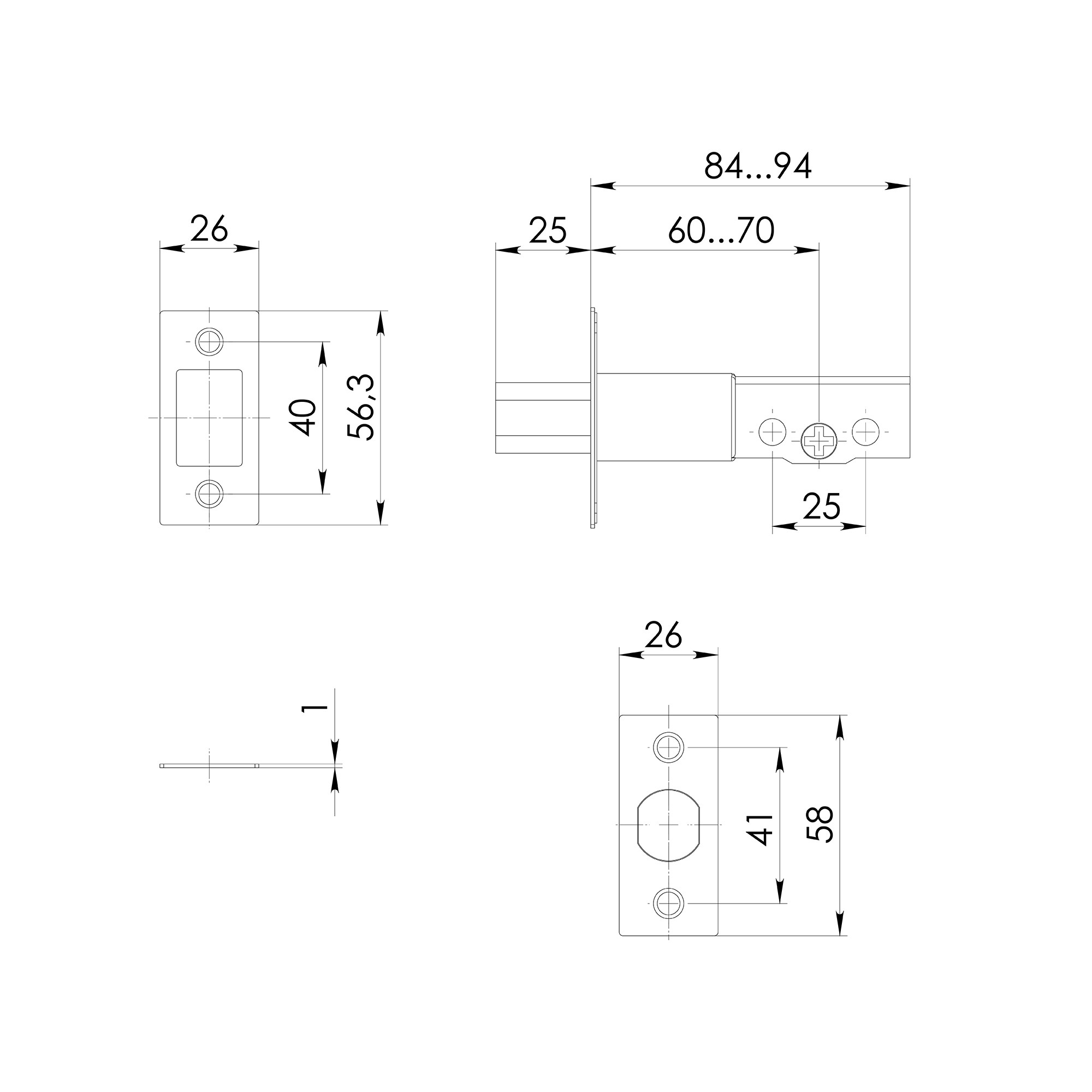 Замок Ajax (Аякс) врезной DK.002 BK BL черный Замок Ajax (Аякс) врезной DK.002 BK BL черный