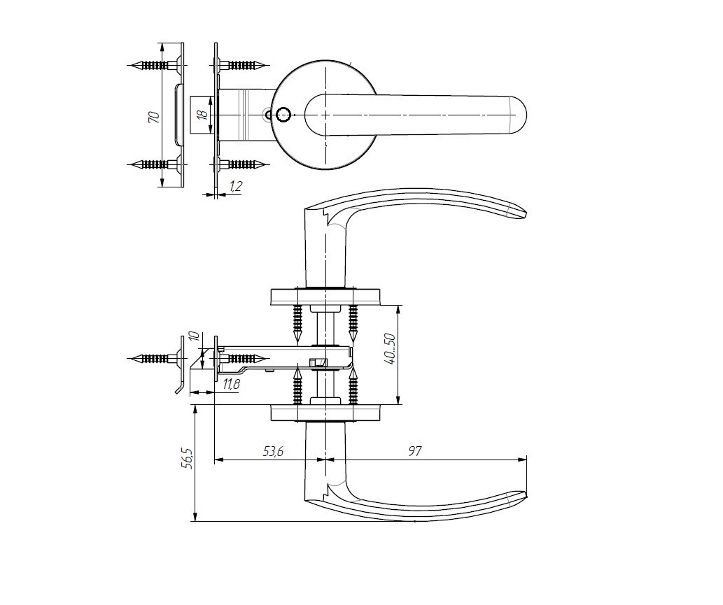 Защелка Zenit (Зенит) ЗЩ2 (серебро) 