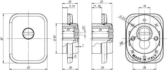 Броненакладка Armadillo (Армадилло) на ЦМ квадрат (от вырывания, 25 мм) ET/ATC-Protector 1-25(SQ) SC-14 Матовый хром 