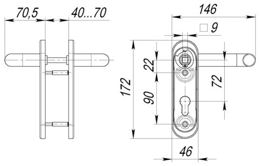 Ручка Fuaro (Фуаро) дверная FP.DH172.0433 NE (DH-0433 NE) (9x140) с пружиной BL-24 черный 