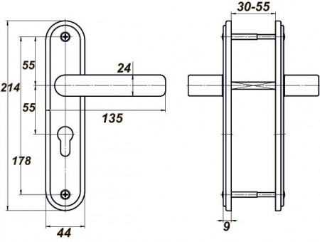 Ручка дверная Mettem (Меттэм) для ЗВ4 НР0901 (плоская) медный антик 