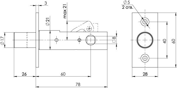 Задвижка Fuaro (Фуаро) врезная DB-PRO.860 (DB 860) CP (хром) 60мм 